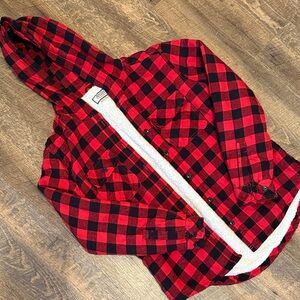 Boston Traders Red and Black Plaid Fleece-Lined Shirt